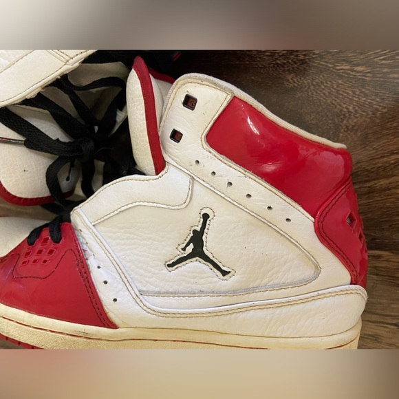 Jordan Red and White High-Top Sneakers - Picture 3 of 11